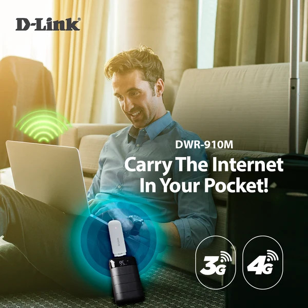مودم دانگل 4G LTE دیلینک مدل D-Link DWR-910M | مودم روتر بیسیم سیمکارتی USB (وینگل) سرعت 150Mbps، تغذیه 5V پورت USB، مناسب خودرو، پاوربانک و لپتاپ