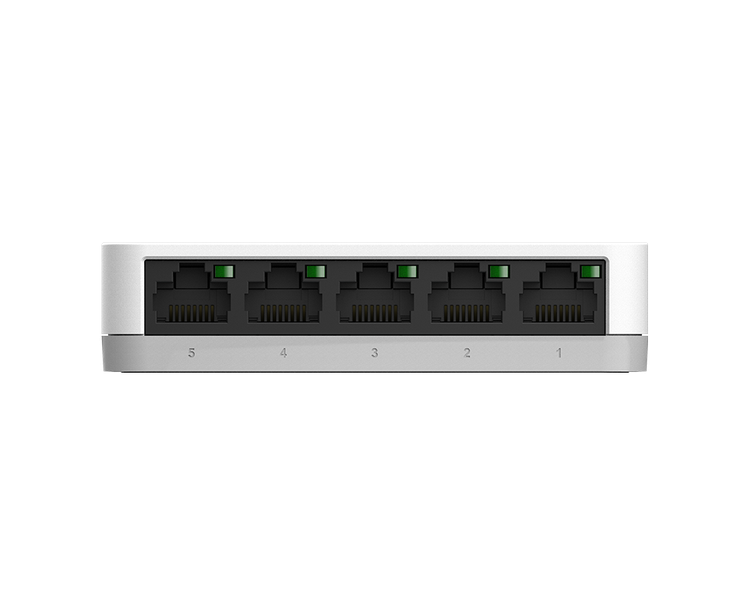 سوییچ شبکه ۵ پورت گیگابیت دیلینک (D-Link) مدل DGS-1005A | سوییچ دسکتاپ غیرمدیریتی 10/100/1000Mbps با ظرفیت سوییچینگ 10Gbps، بدنه بیصدا Fanless و فناوری کاهش مصرف D-Link Green