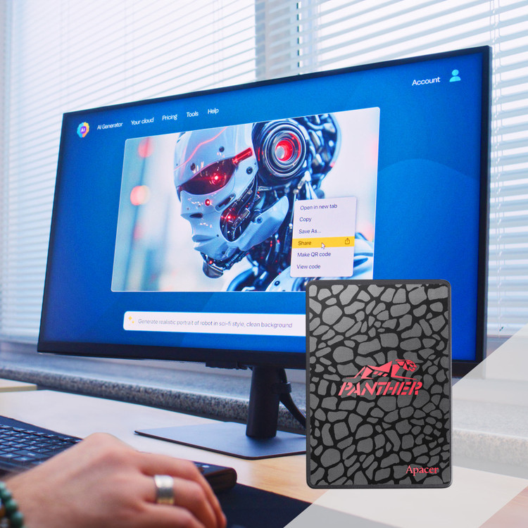 اس اس دی اینترنال ۲.۵ اینچ اپیسر مدل Apacer AS350 PANTHER ظرفیت ۲۵۶ گیگابایت رابط SATA III